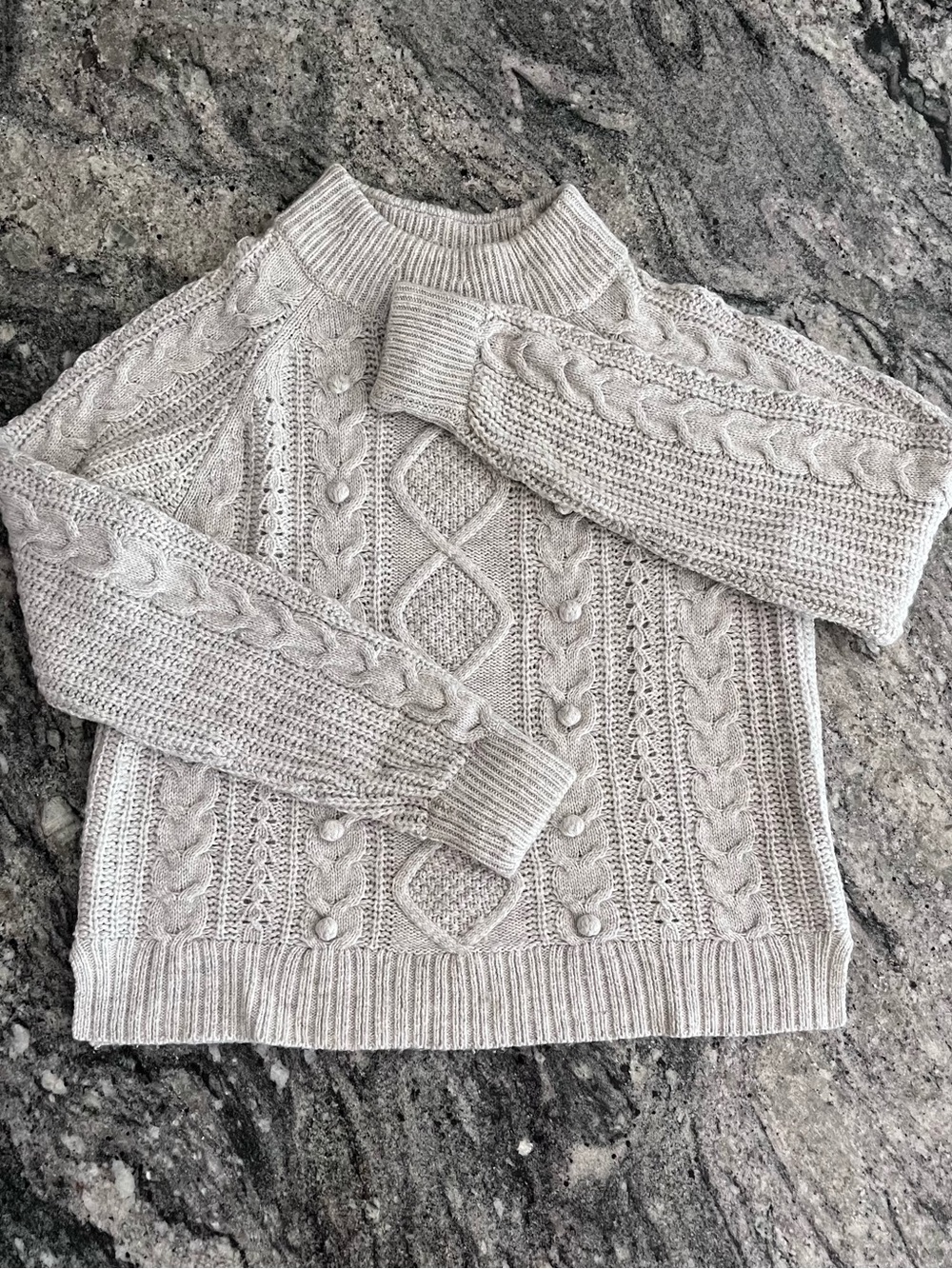 Cable-Knit Pom-Pom Lambswool-Blend Sweater